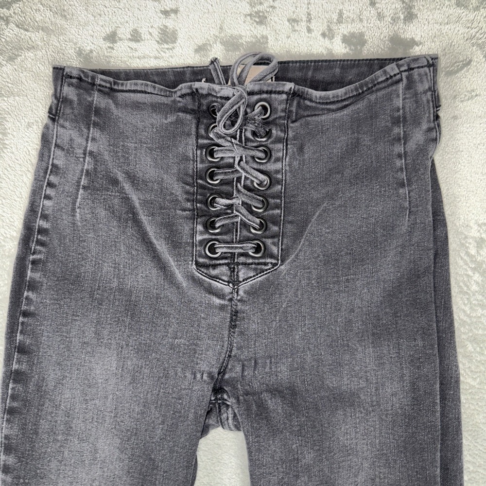Free People Womens Jeans Size 26 High Waist Lace Up Front Skinny 61855-16515125 - Picture 2 of 6